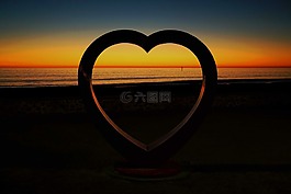 日落,海洋,海