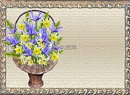 賀卡,鳶尾花,喇叭花