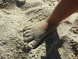 沙,海灘,蹣跚