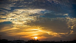 日落,云,天空
