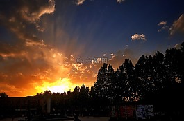 夕陽,云彩,夜晚