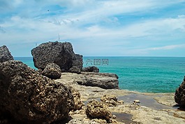 海灘,景觀,自然