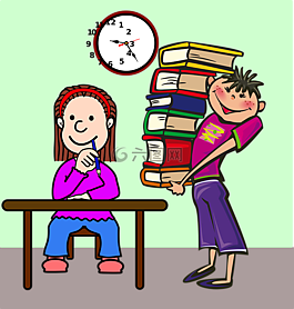書,課堂,時鐘