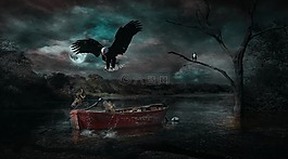 photoshop的操作,幻想,自然