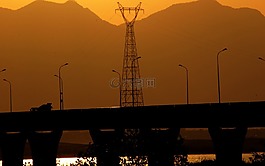日落,太陽,河
