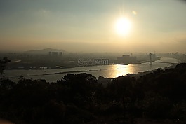 日落,太陽,河