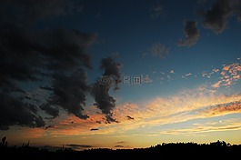 日落,天空,云
