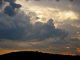 云,天空,日落