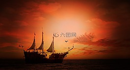 海,船舶,帆船