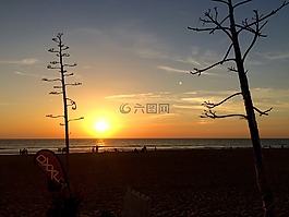 日落,海灘,太陽(yáng)