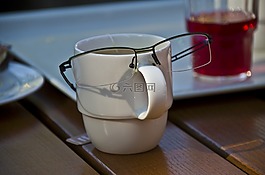 眼鏡,杯,面對