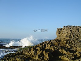 海滩,石,海