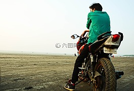 自行車,海灘,印度