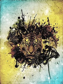 虎,抽象,photoshop
