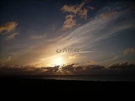 太陽,日落,海