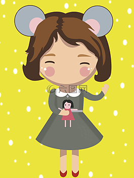 女孩,鼠標(biāo),嬰兒娃娃