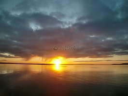 日出,morgenrot,海