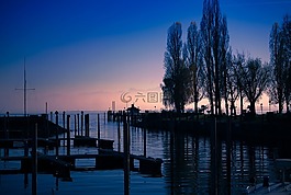 日落,背景,博登湖