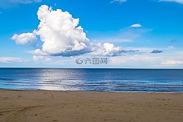 云,海灘,海洋