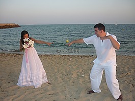 婚禮,海灘,婚姻
