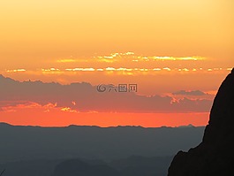 日落,橙色,徒步旅行