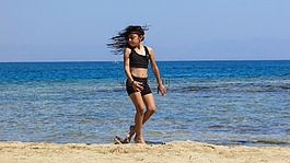女孩,海,海灘