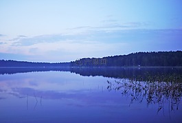 湖,景觀,日落