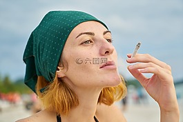婦女,香煙,美麗