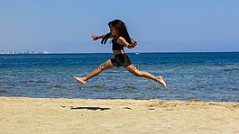 女孩,海,海灘