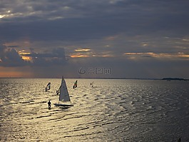 帆,海,晚上