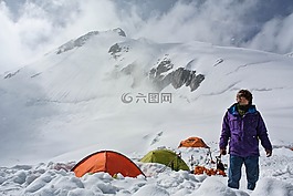 冬季,山,雪