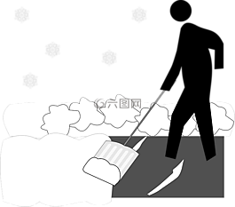 行人,鏟,雪