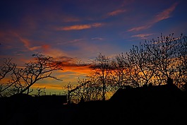 日落,晚上一,天空