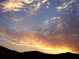 云,黃昏,校園