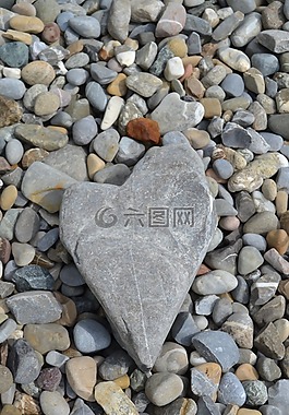 石,心脏,海滩