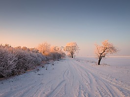 冬天,雪,日出