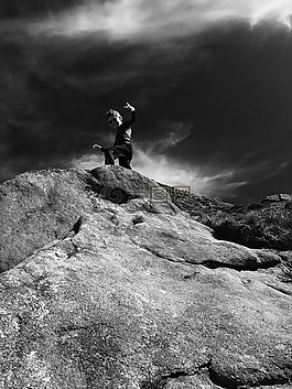 男孩,山,旅行