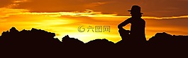 日出,女子,看