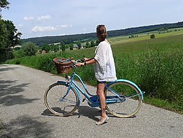 騎自行車,景觀,輪