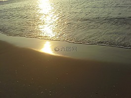 海灘,岸,波