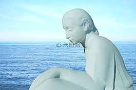 女子,海,大理石
