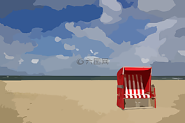 海灘,椅子,海洋