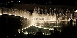夜,迪拜,噴泉
