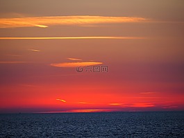 日落,假期,海