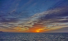日落,海洋,大西洋