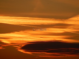 morgenrot,天空,云