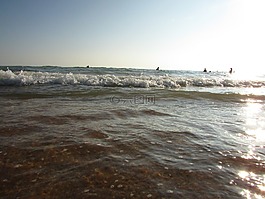 海,海灘,波