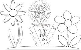 黑,蠟筆,鮮花
