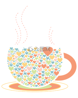 愛心,茶杯,插畫