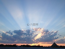 日落,側(cè)影,天空